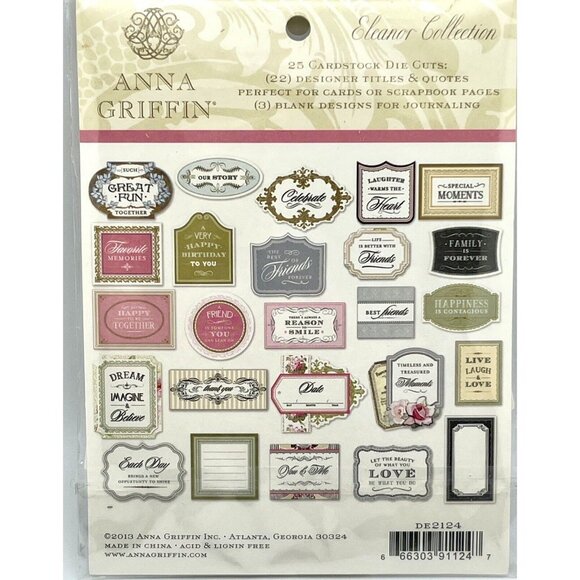 Anna Griffin Elenor Collection 3D Stickers Die Cuts Sentiments 3 pc Lot Retired - Picture 8 of 11